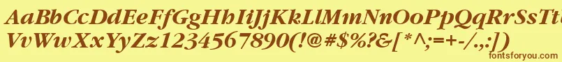 Vaniel3BoldItalic Font – Brown Fonts on Yellow Background