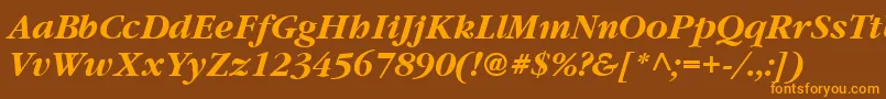 Vaniel3BoldItalic Font – Orange Fonts on Brown Background
