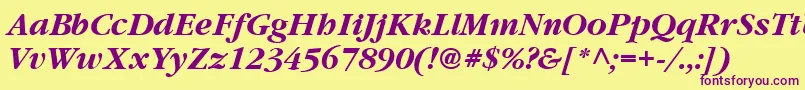 フォントVaniel3BoldItalic – 紫色のフォント、黄色の背景