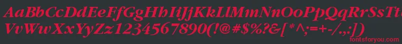 Vaniel3BoldItalic Font – Red Fonts on Black Background