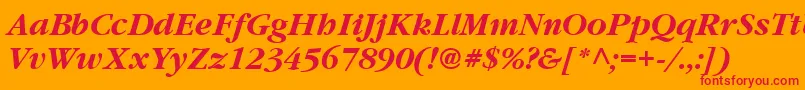 Vaniel3BoldItalic Font – Red Fonts on Orange Background