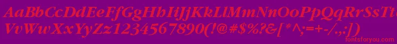 Vaniel3BoldItalic Font – Red Fonts on Purple Background