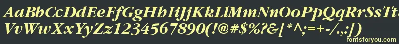 Vaniel3BoldItalic Font – Yellow Fonts on Black Background