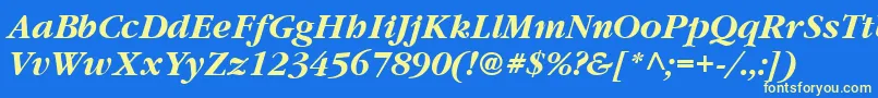 Vaniel3BoldItalic Font – Yellow Fonts on Blue Background