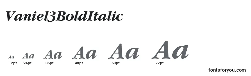 Vaniel3BoldItalic Font Sizes