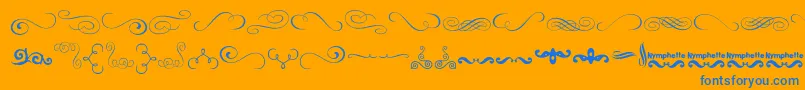 Nymphette-Schriftart – Blaue Schriften auf orangefarbenem Hintergrund