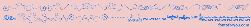 Weitere Informationen zur Nymphette-Schriftart Nymphette-Schriftart – Blaue Schriften auf rosa Hintergrund