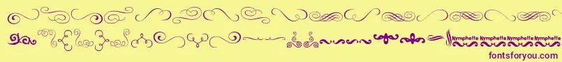 Weitere Informationen zur Nymphette-Schriftart Nymphette-Schriftart – Violette Schriften auf gelbem Hintergrund