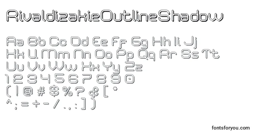 Schriftart RivaldizakieOutlineShadow – Alphabet, Zahlen, spezielle Symbole