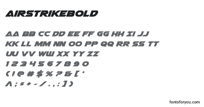 A fonte Airstrikebold – alfabeto, números, caracteres especiais