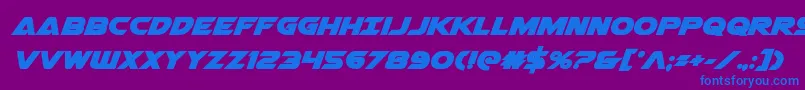 Airstrikebold Font – Blue Fonts on Purple Background