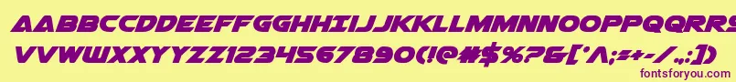 Airstrikebold Font – Purple Fonts on Yellow Background