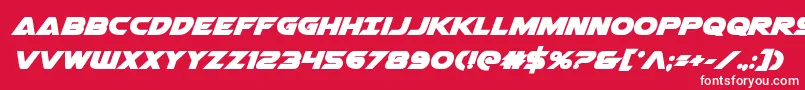 Fonte Airstrikebold – fontes brancas em um fundo vermelho