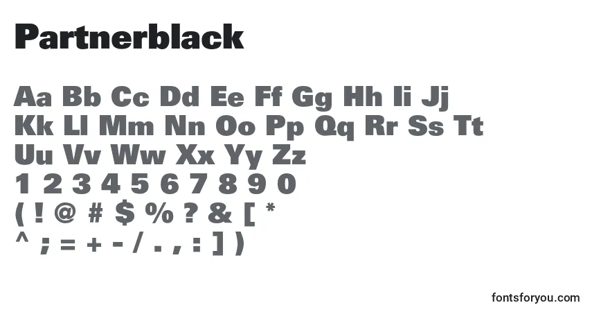 Partnerblack-fontti – aakkoset, numerot, erikoismerkit