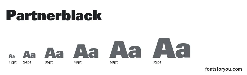 Размеры шрифта Partnerblack