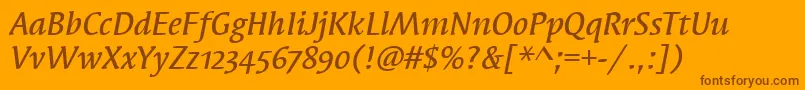 SyndorMdOsItcTtMediumita Font – Brown Fonts on Orange Background