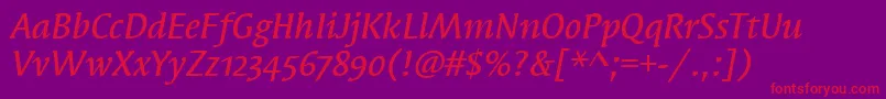 SyndorMdOsItcTtMediumita Font – Red Fonts on Purple Background