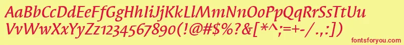 SyndorMdOsItcTtMediumita Font – Red Fonts on Yellow Background