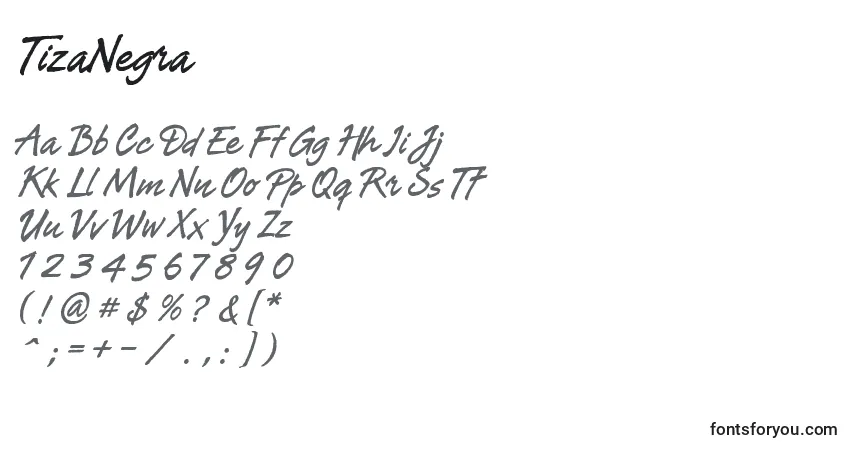 Schriftart TizaNegra – Alphabet, Zahlen, spezielle Symbole