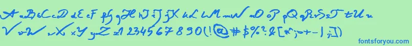 JacekZiebaJasinskiBoldItalic Font – Blue Fonts on Green Background
