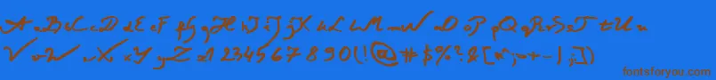 Weitere Informationen zur JacekZiebaJasinskiBoldItalic-Schriftart JacekZiebaJasinskiBoldItalic-Schriftart – Braune Schriften auf blauem Hintergrund