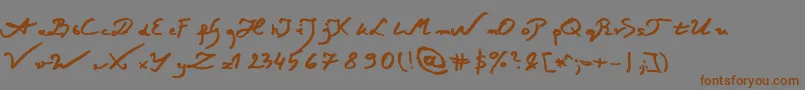 フォントJacekZiebaJasinskiBoldItalic – 茶色の文字が灰色の背景にあります。