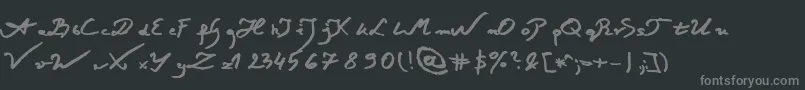 フォントJacekZiebaJasinskiBoldItalic – 黒い背景に灰色の文字