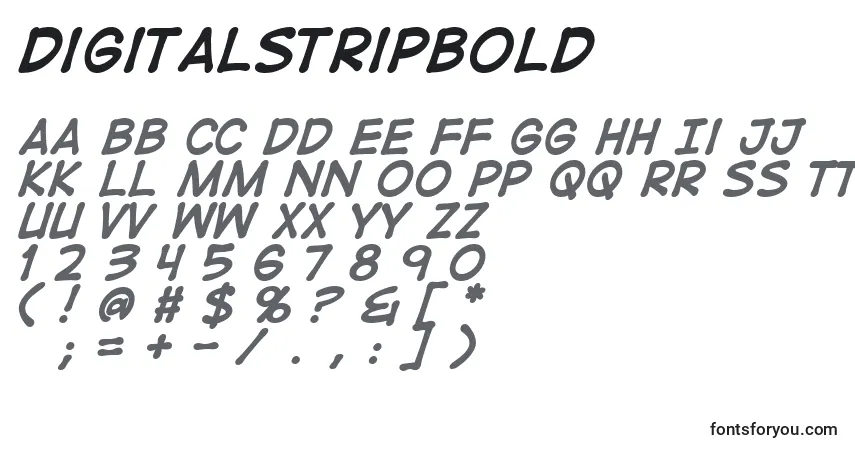 Czcionka DigitalstripBold – alfabet, cyfry, specjalne znaki
