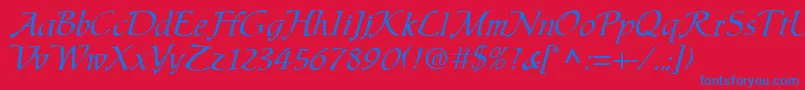 ChaucerRegular Font – Blue Fonts on Red Background