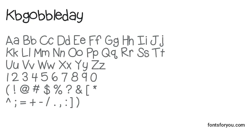 Czcionka Kbgobbleday – alfabet, cyfry, specjalne znaki