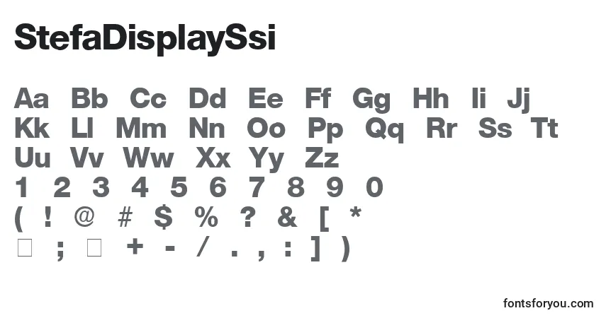 Czcionka StefaDisplaySsi – alfabet, cyfry, specjalne znaki