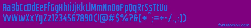 Czcionka Groteskia – niebieskie czcionki na fioletowym tle