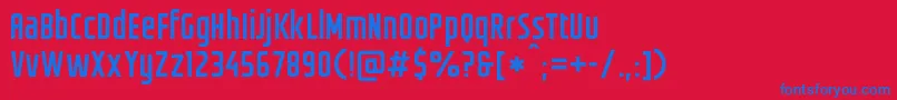 Czcionka Groteskia – niebieskie czcionki na czerwonym tle