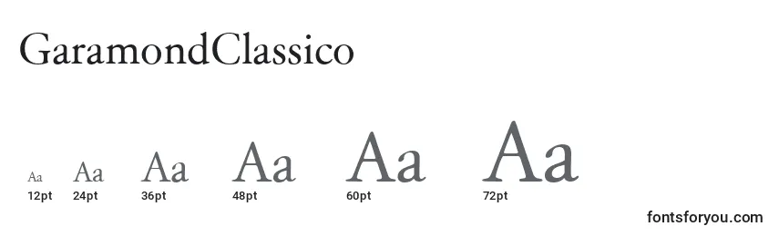 Размеры шрифта GaramondClassico