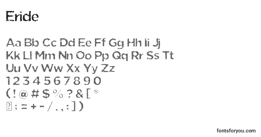 A fonte Eride – alfabeto, números, caracteres especiais