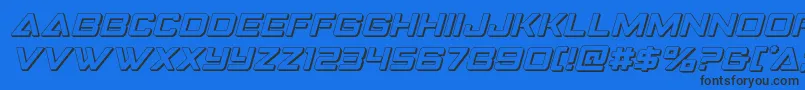 Strikefighter3Dital-Schriftart – Schwarze Schriften auf blauem Hintergrund