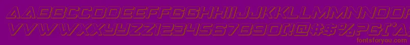 フォントStrikefighter3Dital – 紫色の背景に茶色のフォント