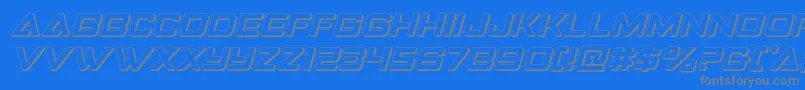 Strikefighter3Dital-Schriftart – Graue Schriften auf blauem Hintergrund