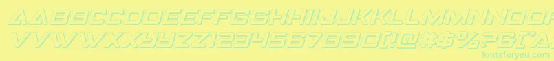 Fonte Strikefighter3Dital – fontes verdes em um fundo amarelo