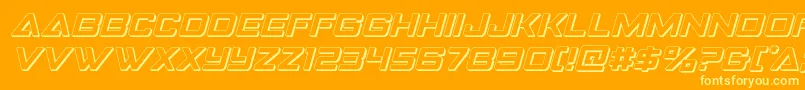 Strikefighter3Dital-Schriftart – Gelbe Schriften auf orangefarbenem Hintergrund