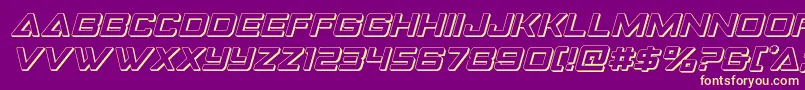 Strikefighter3Dital-Schriftart – Gelbe Schriften auf violettem Hintergrund