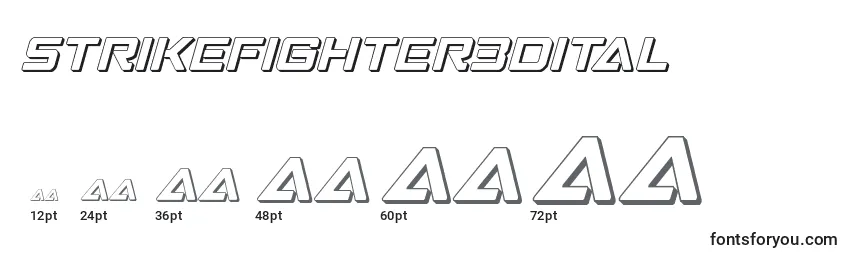 Размеры шрифта Strikefighter3Dital