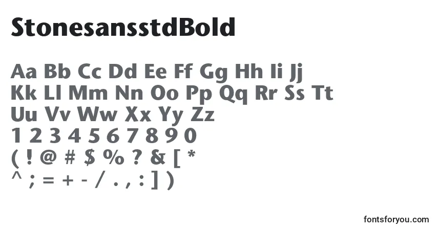 A fonte StonesansstdBold – alfabeto, números, caracteres especiais