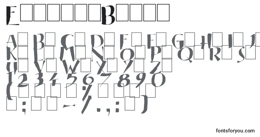 Schriftart EasternBrush – Alphabet, Zahlen, spezielle Symbole