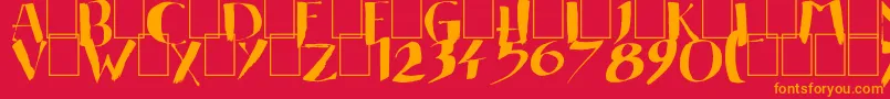 EasternBrush-fontti – oranssit fontit punaisella taustalla