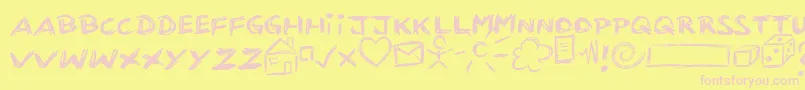 Kritzel2 Font – Pink Fonts on Yellow Background