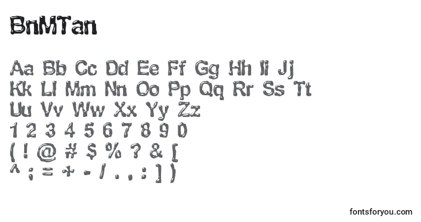 Czcionka BnMTan – alfabet, cyfry, specjalne znaki