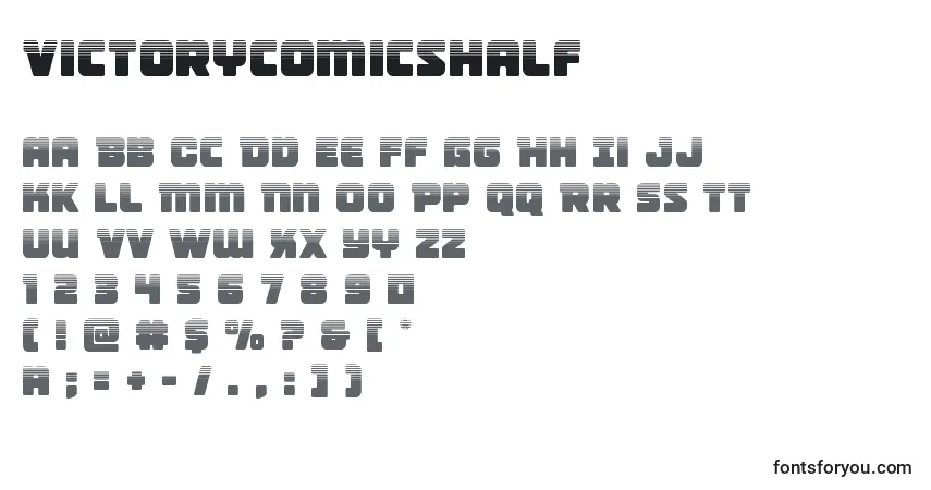 Шрифт Victorycomicshalf – алфавит, цифры, специальные символы