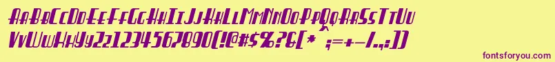 BraddingtonItalic Font – Purple Fonts on Yellow Background