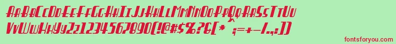 BraddingtonItalic-fontti – punaiset fontit vihreällä taustalla